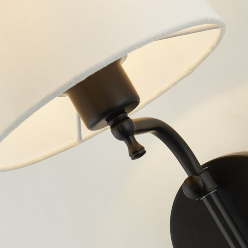 Munich Verstelbare wandlamp, matzwart, linnen kap