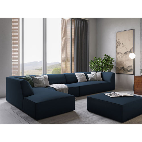 Cosmopolitan Design - Modulaire hoekbank links Siena 5-zits, structurele stof marineblauw - 180x366x69cm