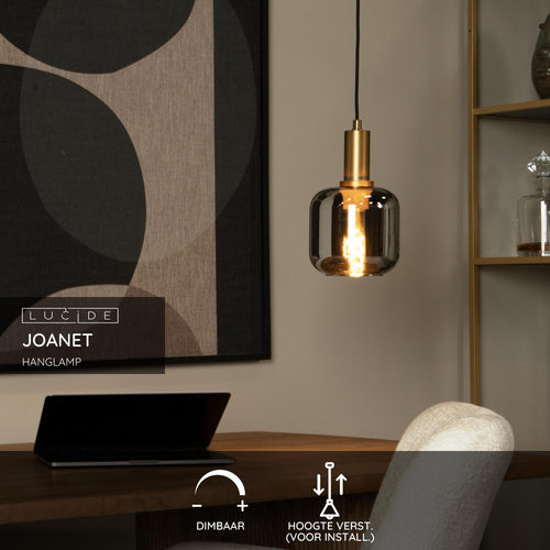 Lucide hanglamp JOANET - 1xE27 - Fumé - vtwonen shop