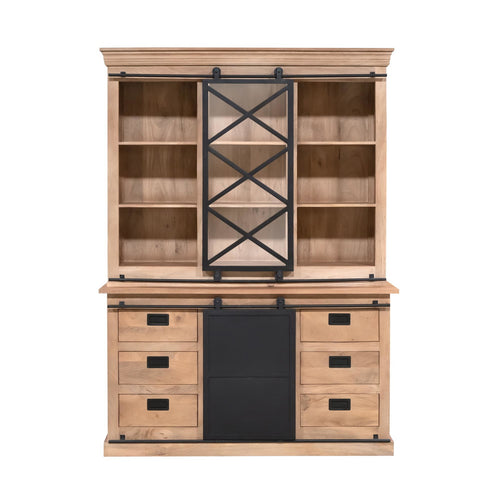 Starfurn Vitrinekast Fresno - Naturel Hout - 160x45x220cm