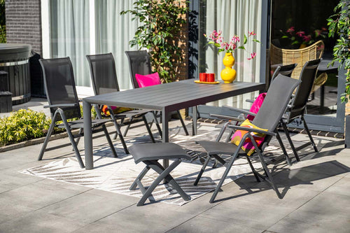 Garden Impressions Osaka verstelbare tuinstoelen set van 4 – carbon black / dark grey