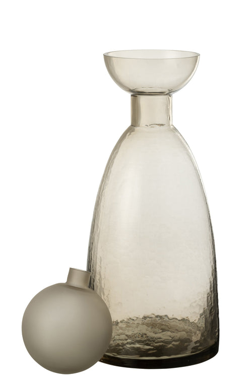 J-Line vaas Fles + Dop Yara - glas - greige - large - 43 cm hoog