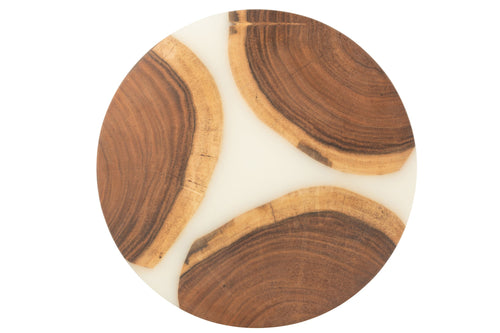 J-Line snijplank Rond - hout/epoxyhars - naturel/wit