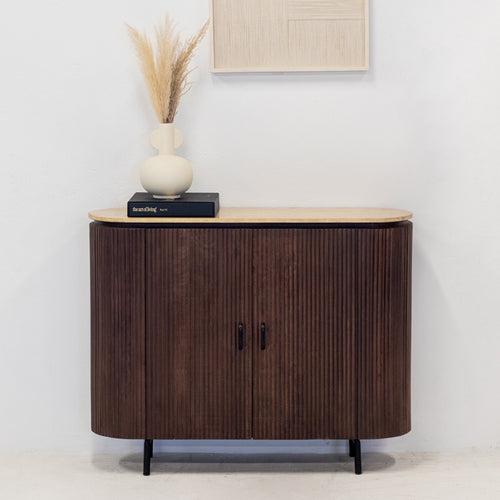 Giga Meubel Dressoir Amber - Travertin - Donkerbruin - 120cm - vtwonen shop