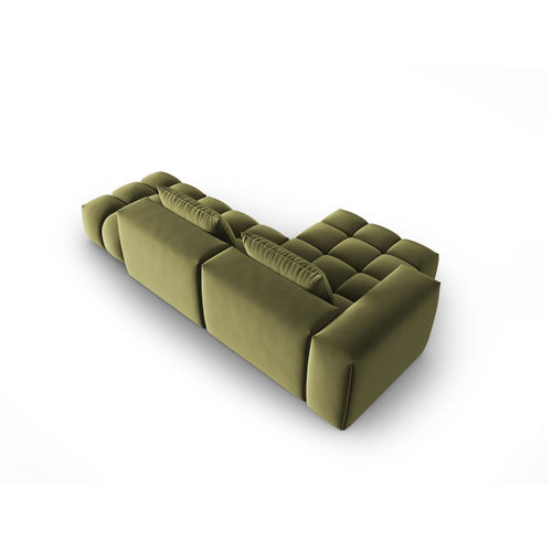 Cosmopolitan Design - Modulaire hoekbank links Verona 4-zits, flueel lichtgroen - 145x265x70cm