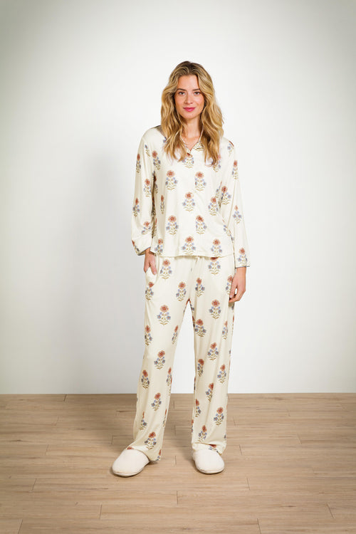 Pip Studio - Faye Pyjama t-shirt - Lange mouw Dames - Tanaka - Wit - XL