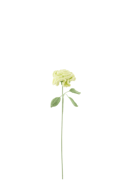 J-Line kunstbloem Roos Gehaakt - polyester - lichtgroen - 2 stuks