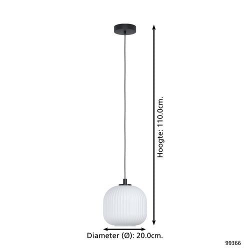 EGLO hanglamp Mantunalle - e27 - ø 20 cm - zwart