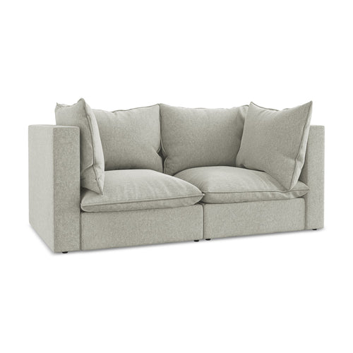 LaMiaSofa Tweezits modulaire bank Ravenna - velours - lichtgrijs - 180x90x77