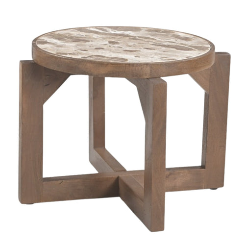 DÉJA Living Salontafel Juuka - Donkerbruin Marmer - Ø60cm
