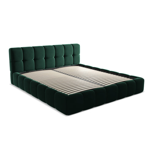 LaMiaSofa Bed met opbergruimte Roma - velours - flessengroen - 200x228x82