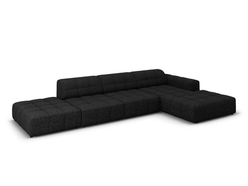 Cosmopolitan Design rechter hoekbank Chicago 5-zits, chenille zwart - 167x348x78cm
