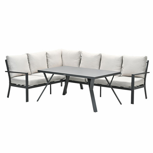 Sergio lounge-diningset - 3-delig - links - carbon black - desert sand - vtwonen shop
