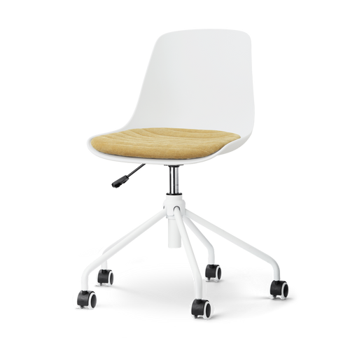 Nolon Nout-Liv eetkamerstoel wit met warm oker zitkussen - wit onderstel