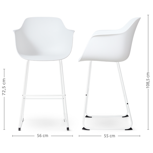 Nolon Nino-Puk Barkruk Wit - Armleunining - Wit Onderstel - 75 cm