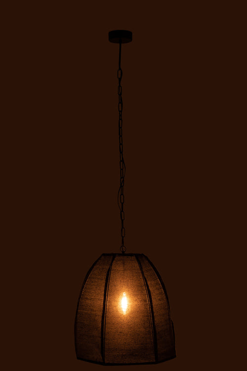 J-Line hanglamp Peer - linnen/ijzer - zwart - small