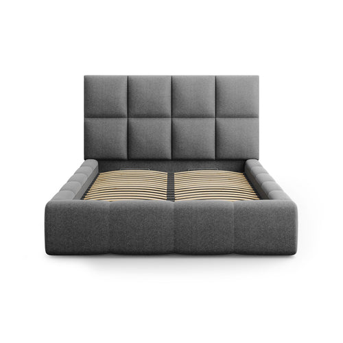 Cosmopolitan Design - Opbergbed met hoofdeinde Livigno 200x180cm structurele stof donkergrijs - 230x205x125cm
