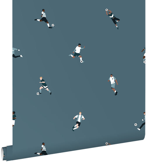 ESTAhome behang voetbalspelers donkerblauw - 50 x 900 cm - 131278