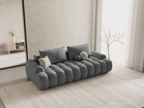 Cosmopolitan Design Slaapbank met opbergdoos Linz 4-zits, structurele stof grijs - 100x250x84cm
