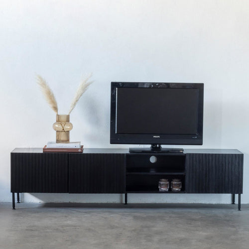 Giga Meubel Tv-Meubel Roman - Zwart Mangohout - 200x40x50cm