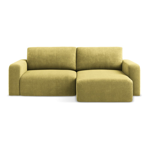 LaMiaSofa hoekbank rechts Ostia - chenille stof - limoengroen - 244x149x79