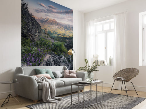 Sanders & Sanders fotobehang berglandschap groen en grijs - 200 x 280 cm - 612582 - vtwonen shop