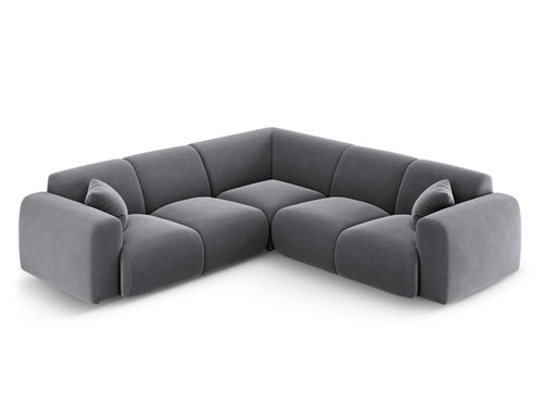 Cosmopolitan Design Hoekbank Nolio 5-zits, flueel donkergrijs - 252x252x72cm