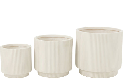 J-Line bloempot Misty - keramiek - wit - 3 stuks - Ø 37 cm