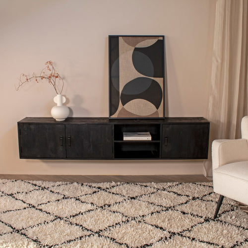 Giga Meubel Tv-Meubel Zen - Zwevend Zwart Hout - 200x30x40cm - vtwonen shop