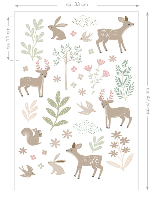 ESTAhome muursticker hertjes beige en groen - 33 x 47.5 cm - 156118