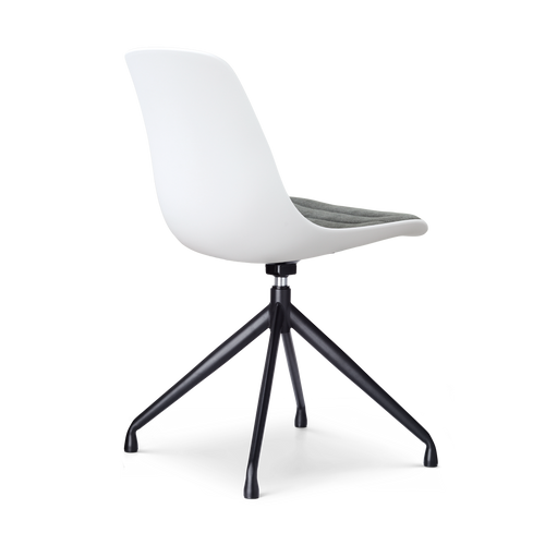 Nolon Nola-Liv draaibare eetkamerstoel wit met zeegrijs zitkussen - zwart onderstel
