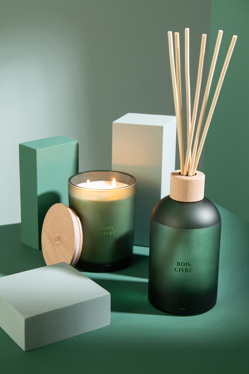 J-Line geurolie + stokjes Accords Essentiels - bois givré - groen - 550 ml - vtwonen shop