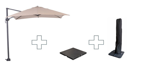 Zweefparasol Hawaii S - met voet en hoes - Ecru - 250 x 250 cm - vtwonen shop