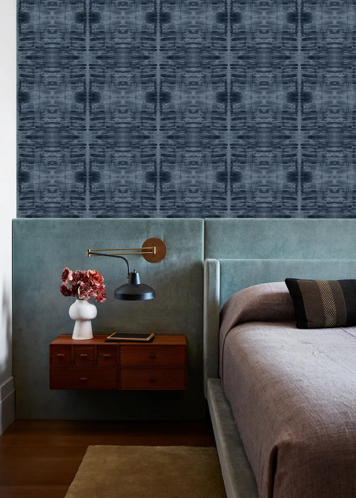 Behang Graffiti dark blue