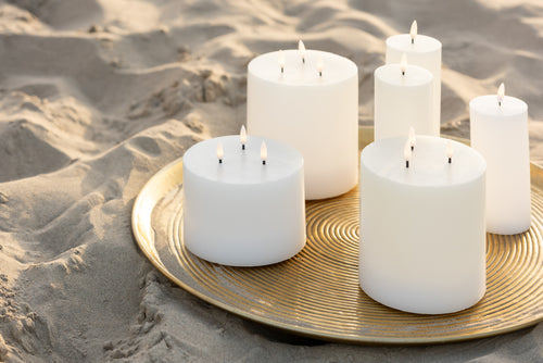 J-Line kaars - wit - medium - LED lichtjes