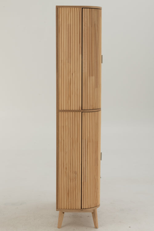 J-Line kast Vakken Rond - dennenhout - naturel