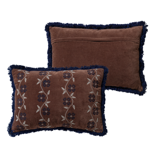WOOOD kussens bruin/blauw Niva - Set Van 4 - 50x50x10