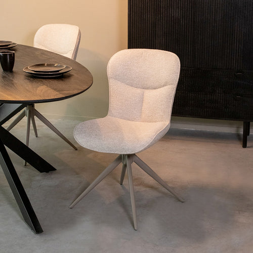 LABEL51 Eetkamerstoel Thorben - Naturel Stof - Draaibaar - Set van 2 - vtwonen shop