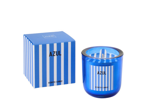 J-Line geurkaars Azul - Salt & Waves - glas - blauw - small