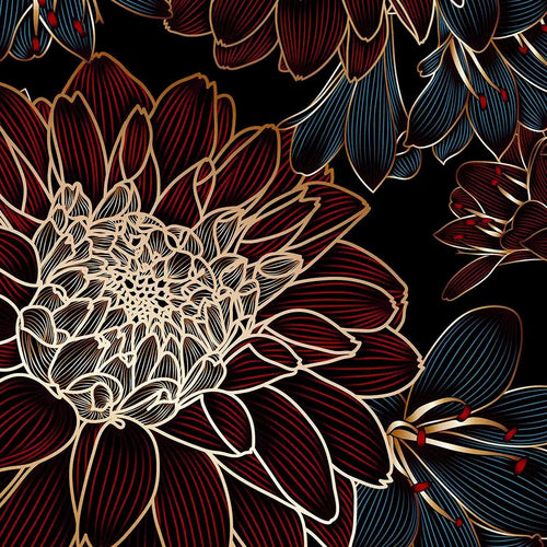 Sanders & Sanders fotobehang bloemen donker rood en goud - 375 x 270 cm - 601462