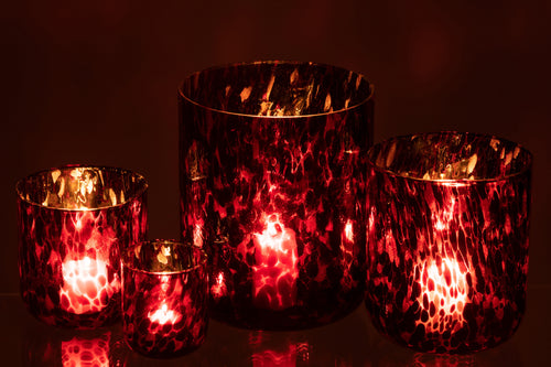 J-Line windlicht Gevlekt - glas - rood/zwart - extra large - vtwonen shop