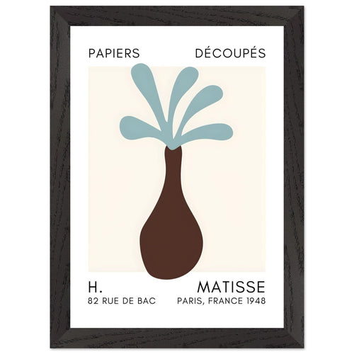 Artfulprints Poster met Lijst Matisse - Ocean flower turquoise   - A4 21x29.7 cm - Turquoise