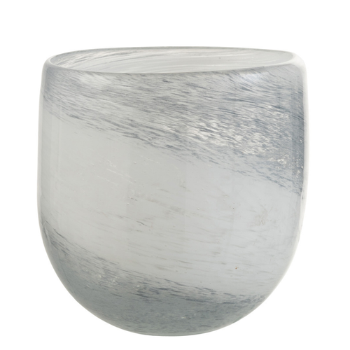 J-Line windlicht Denim - glas - wit/blauw - small