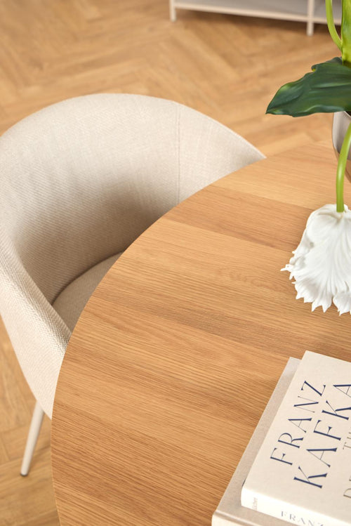 Rebellenclub Eetkamertafel Leeds - ø120 cm - Greige met Eiken Blad