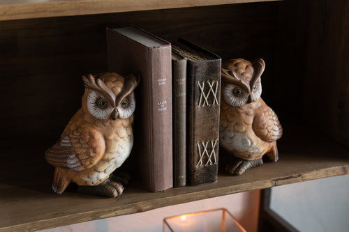 J-Line decoratie Uil - porselein - bruin - large - 2 stuks - vtwonen shop