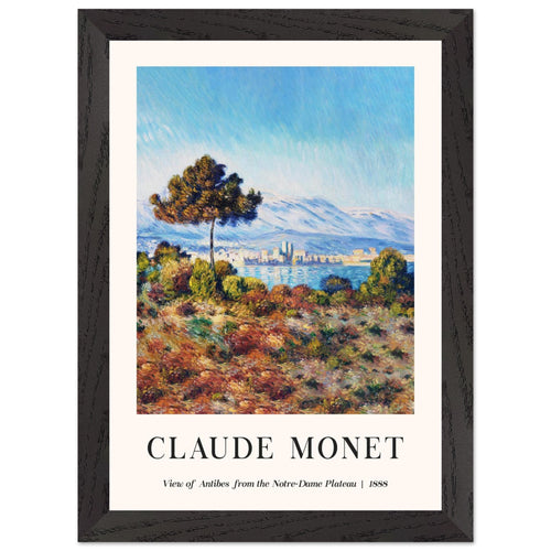 Artfulprints Poster met Lijst Claude Monet - View of Antibes, from the Notre-Dame Plateau   - A4 21x29.7 cm - Blauw
