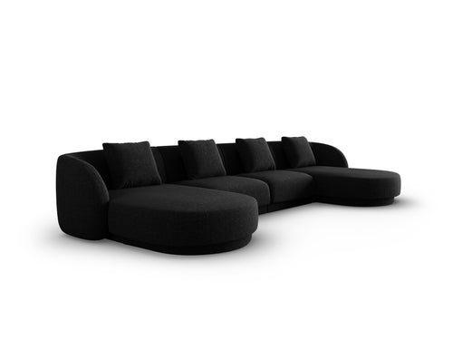 Cosmopolitan Design Panoramische bank Tulum 5-zits, chenille, zwart - 156x330x70cm