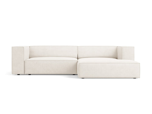 Cosmopolitan Design rechter hoekbank Arendal 3-zits, chenille met ribbeleffect, ivoor - 166x224x70cm