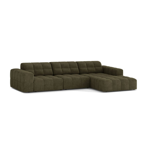 Cosmopolitan Design - Rechter hoekbank Chicago 4-zits, chenille groente - 167x294x78cm
