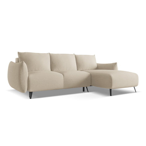 LaMiaSofa hoekbank rechts Genova - chenille stof - donkerbeige - 242x162x86